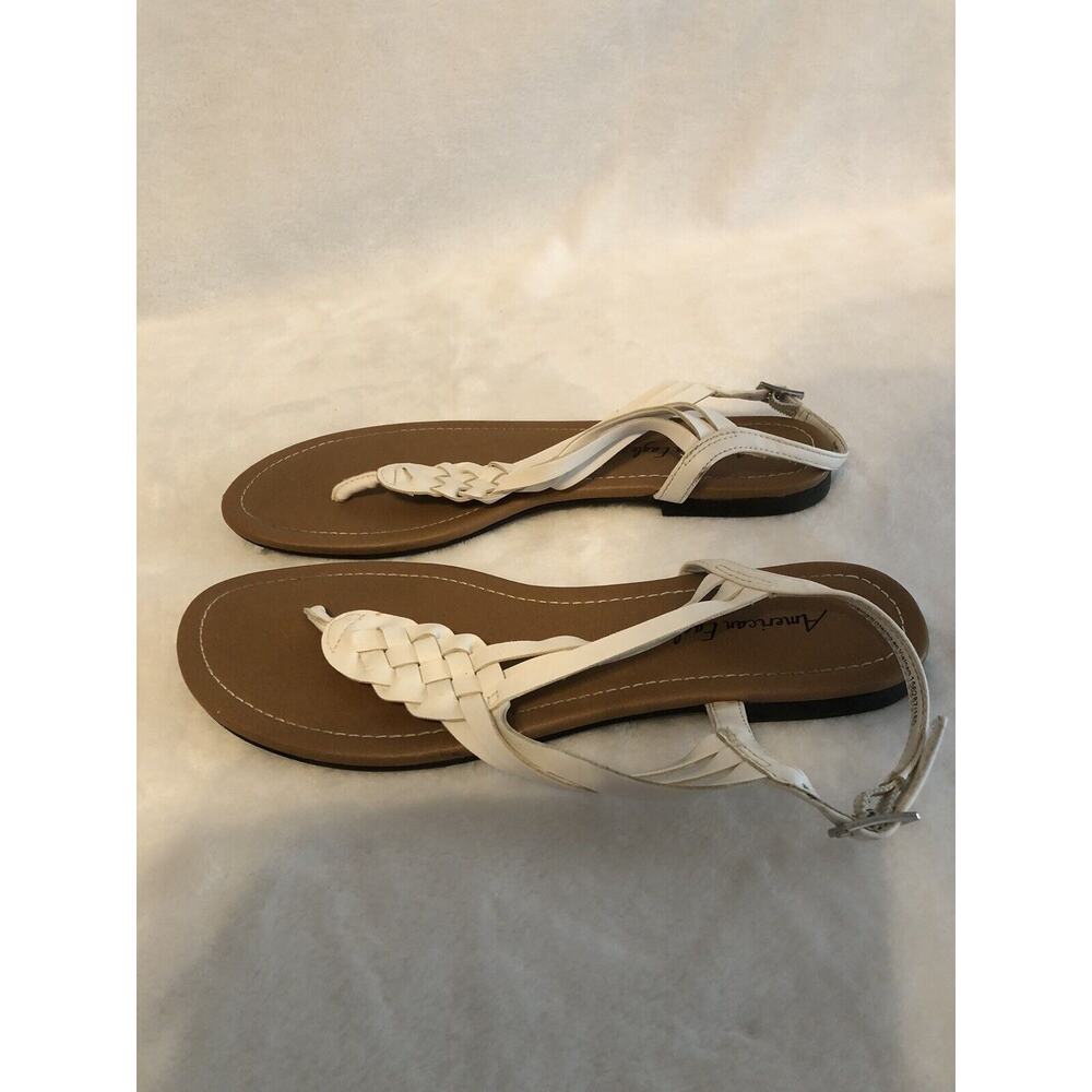 American Eagle‎ Women’s Sandals 7.5 White Cottagecore Minimalist Adjustable Flaw - Picture 7 of 13